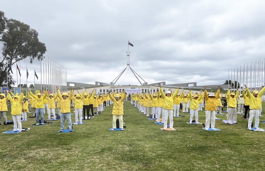 澳洲法輪功學員首都集會 揭中共罪惡
