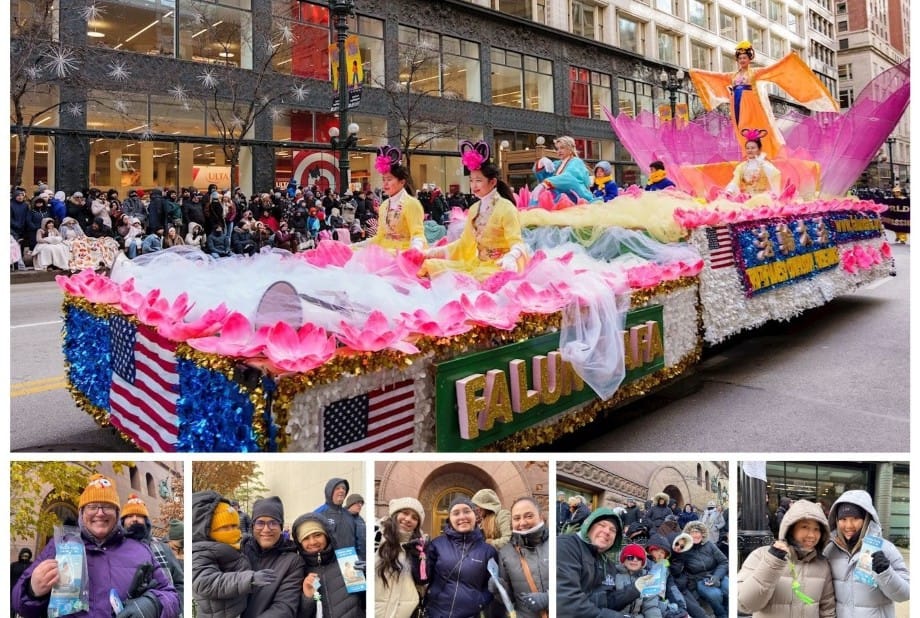 法輪功亮相芝加哥感恩節遊行  媒體聚焦民眾讚佩