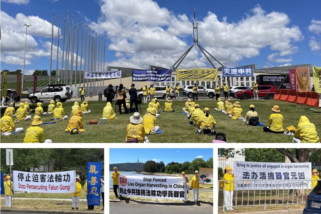 法輪功堪培拉集會  抗議嚴重人權侵犯者趙樂際抵澳