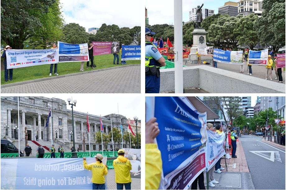 和平抗議趙樂際訪新西蘭 法輪功學員籲制止迫害