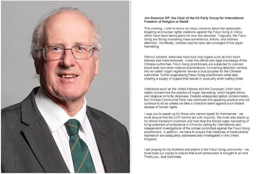 世界人權日之際  英國政要致函聲援法輪功